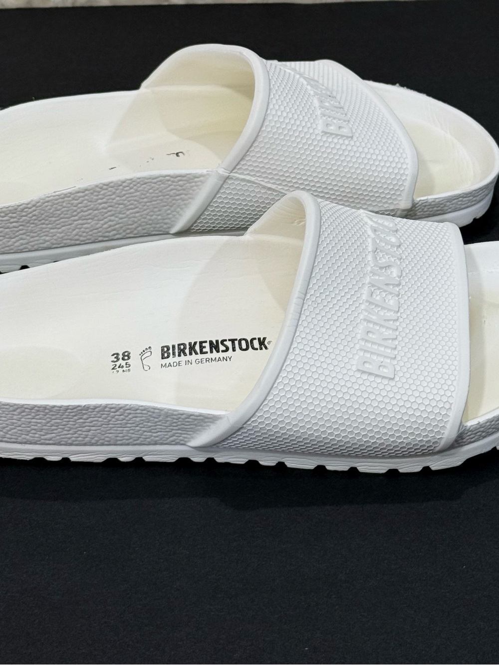 Birkenstock White Slide Sandals, sz 7
